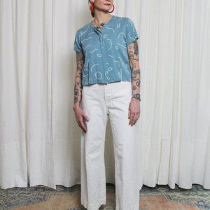 Dusen Dusen Button Blouse - Pale Blue Shapes